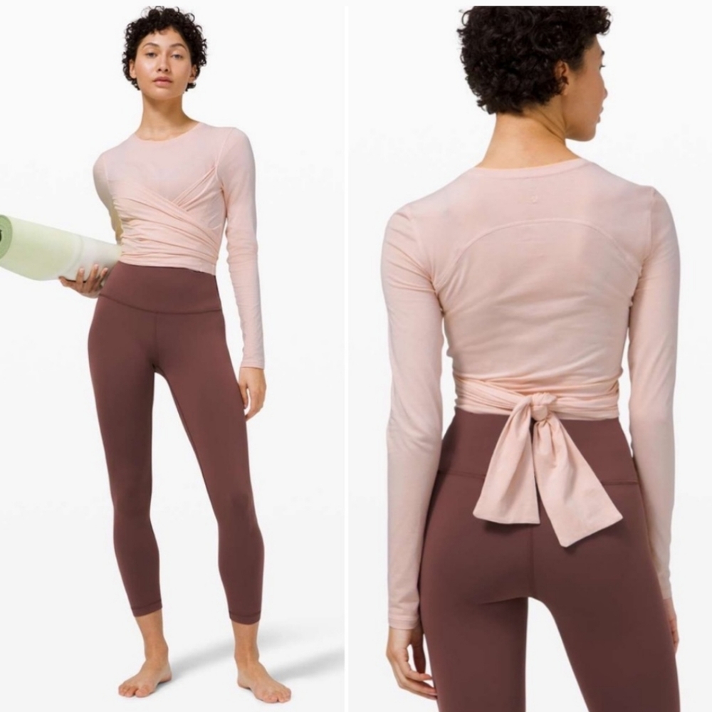 Lululemon Gather And Grow Long Sleeve Wrap Top Feather Pink Size 6